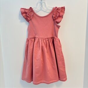 Janie and Jack Toddler Girl's Ribbed Ruffle Sleeve Dress Desert Pink Size 3T